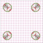 Guardanapo Estampado Páscoa Coelho Xadrez Rosa 45x45cm - Ela Decora